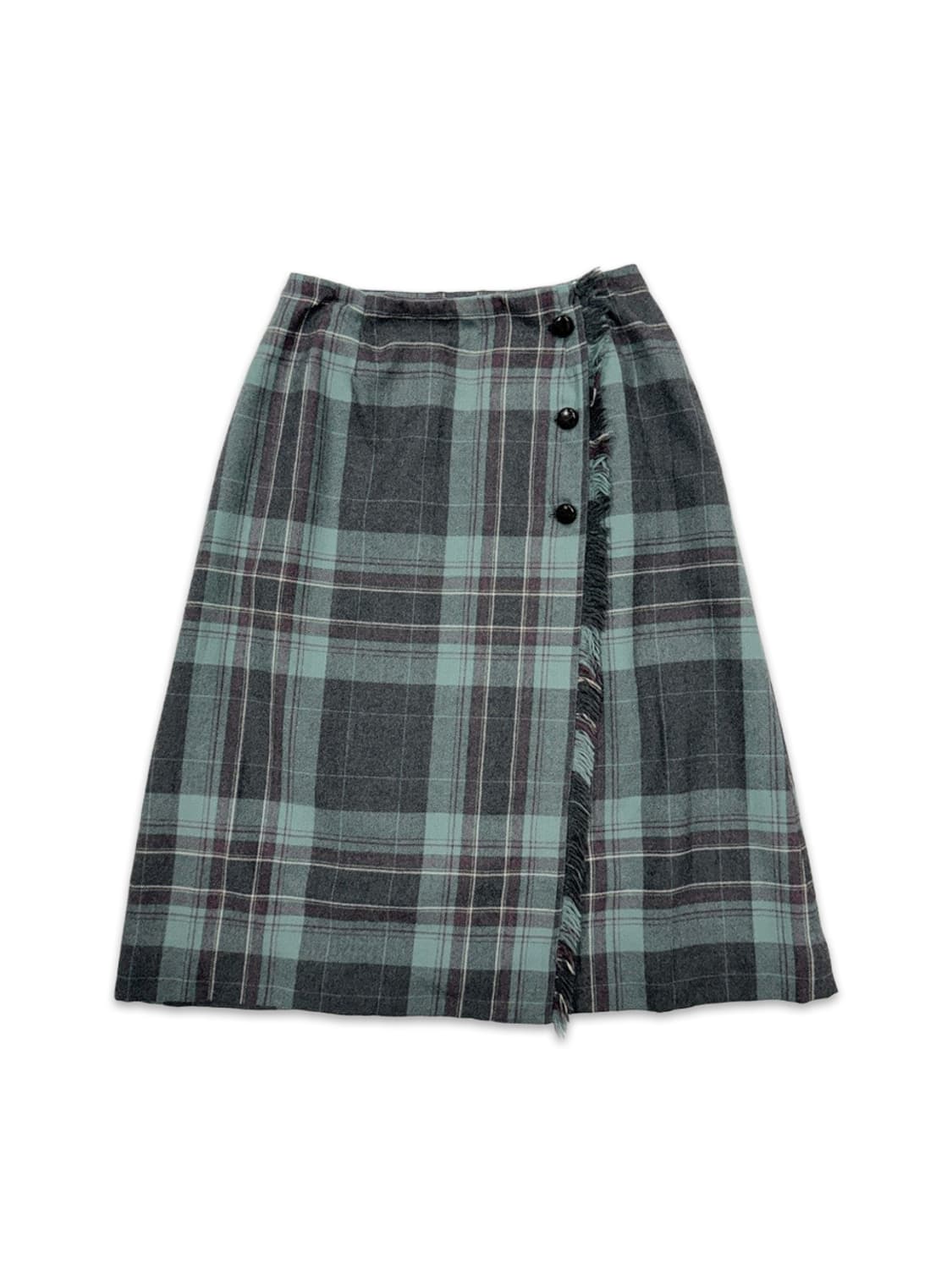 빈티지 그린 체크 랩 레이어드 미디 스커트 상품이미지1