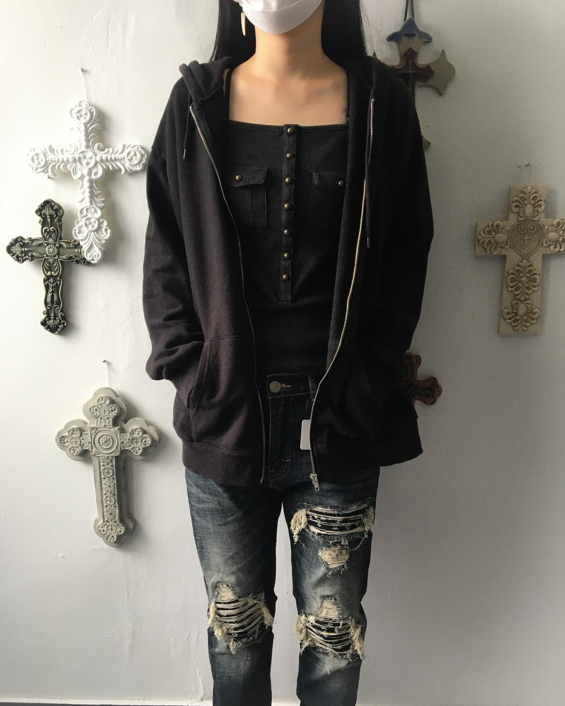 Back butterfly printing hood zip up 상품이미지6