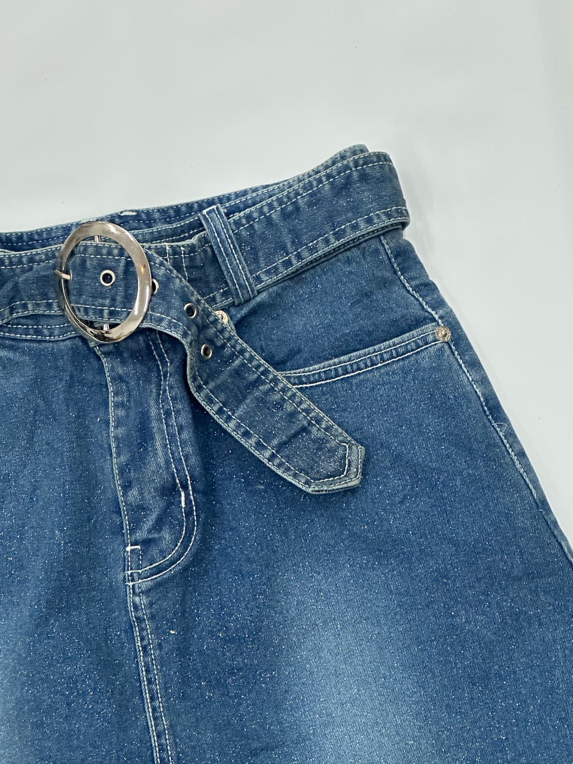 🛼라라의 스타일기 트윙클 스타 벨트 미니스커트🛼데님 오네갸루 팝갸루  상품이미지4