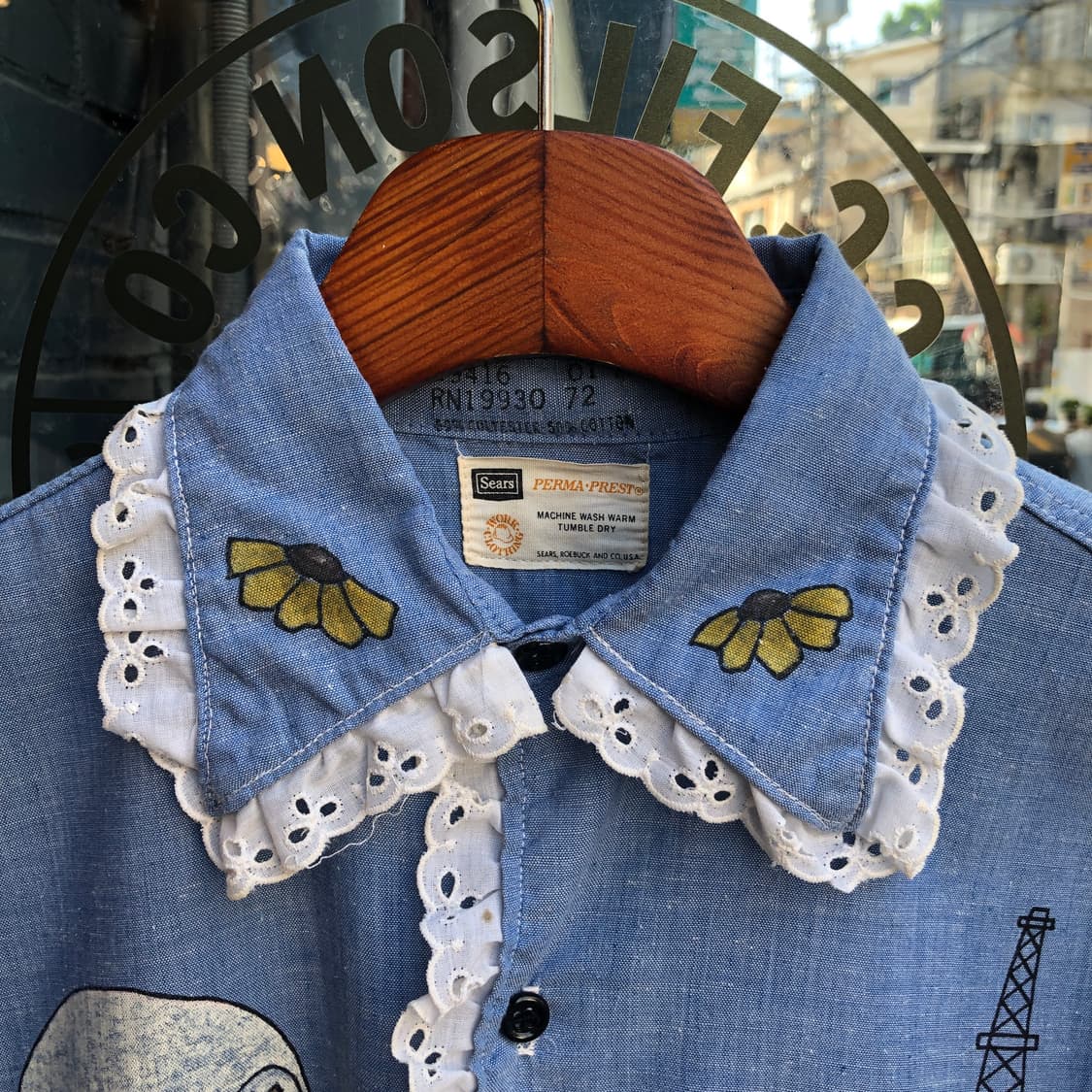 70s Sears chambray shirt-S 상품이미지8