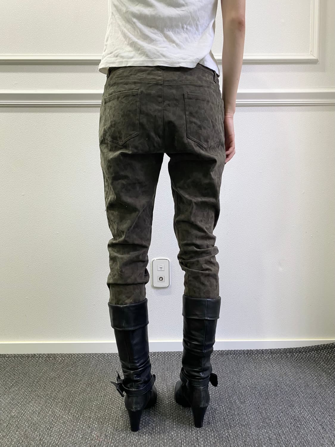  Green Leopard Pattern Slim Fit Pants 상품이미지3