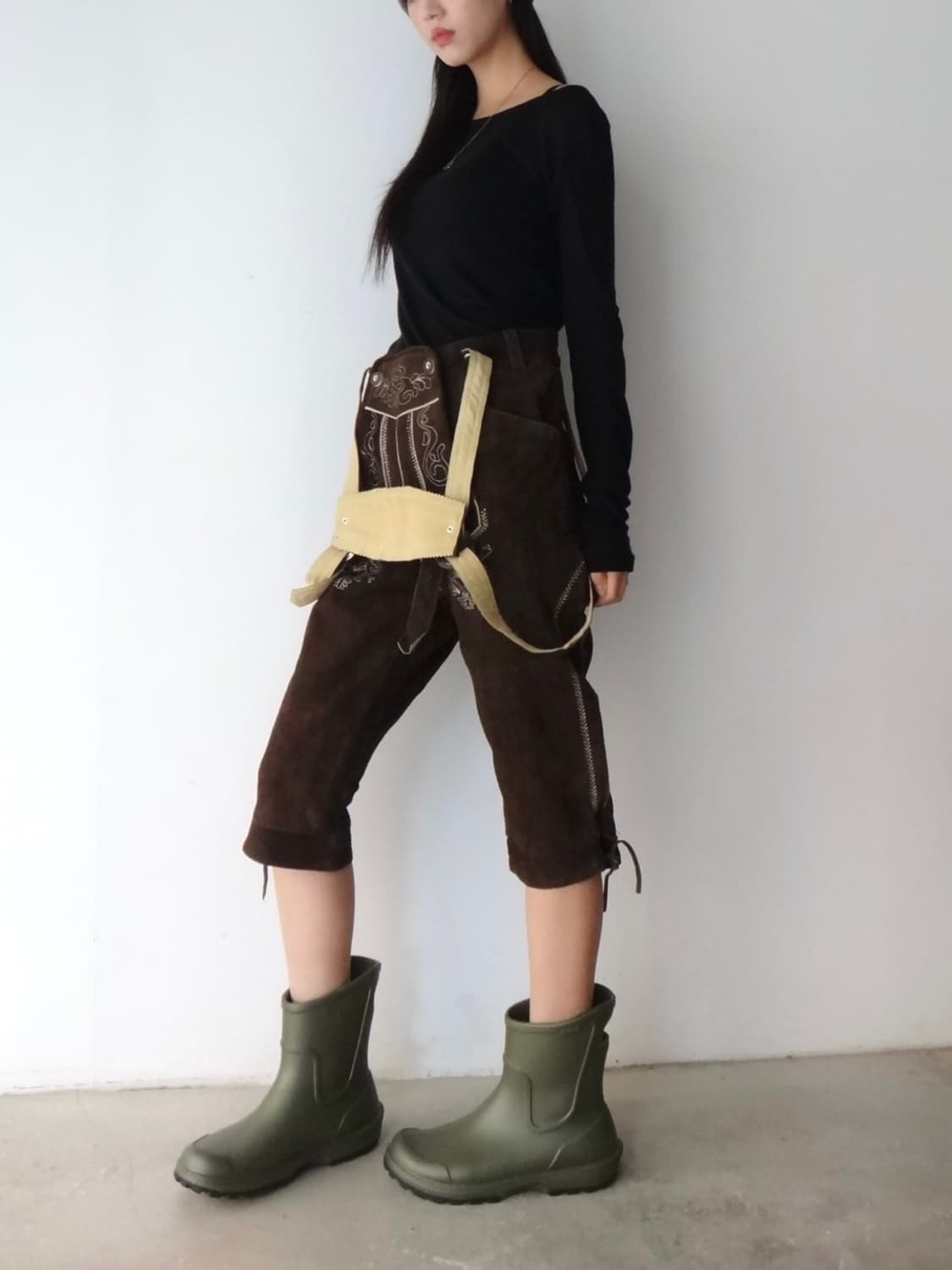 Ornament suede suspenders / deep brown 상품이미지10