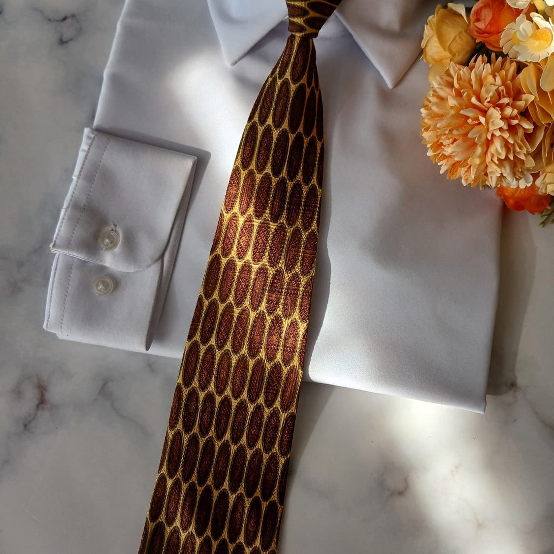 웅가로 실크 브라운 오벌 자카드 넥타이 9.3cm A+등급 A19197
 상품이미지5