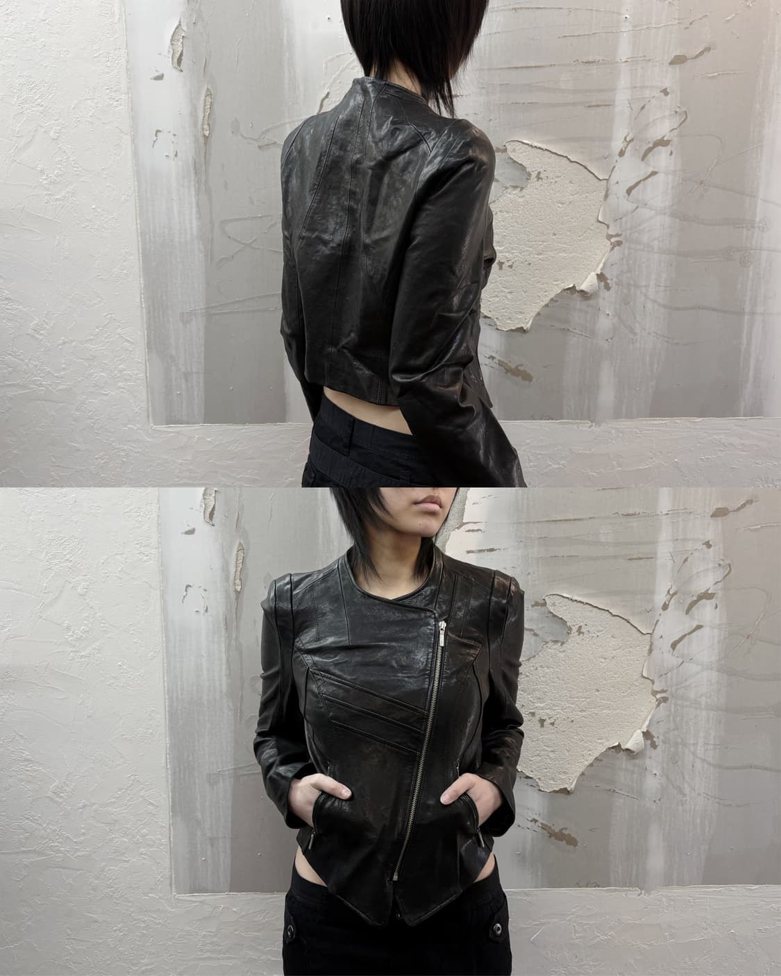 *blue pepe* sheepskin oblique cropped ja 상품이미지1