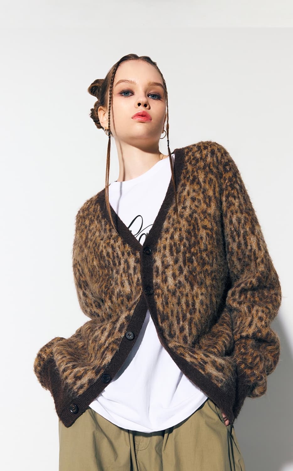 애즈이프캘리 레오파드 울가디건 상품이미지1