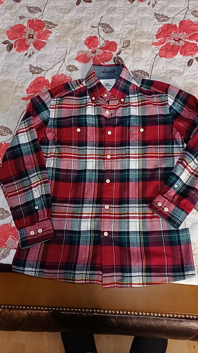 라코스테 모직체크남방 100 가슴59 기장79 상품이미지1