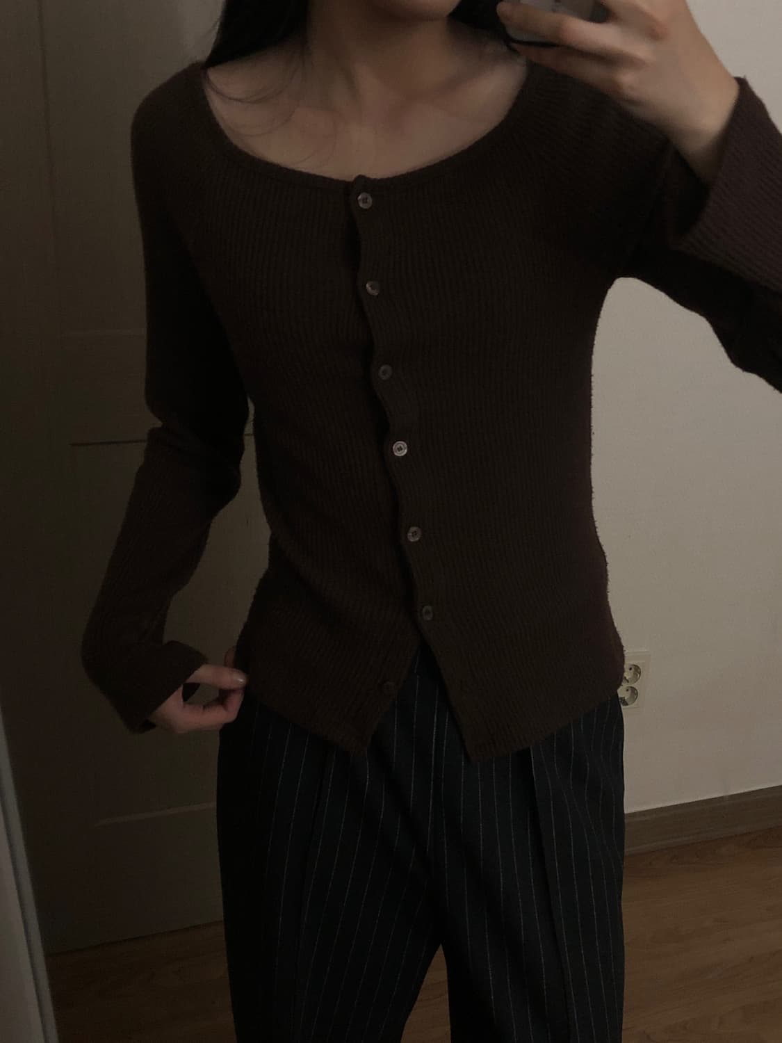 u넥/오프숄더 니트 가디건 상품이미지2