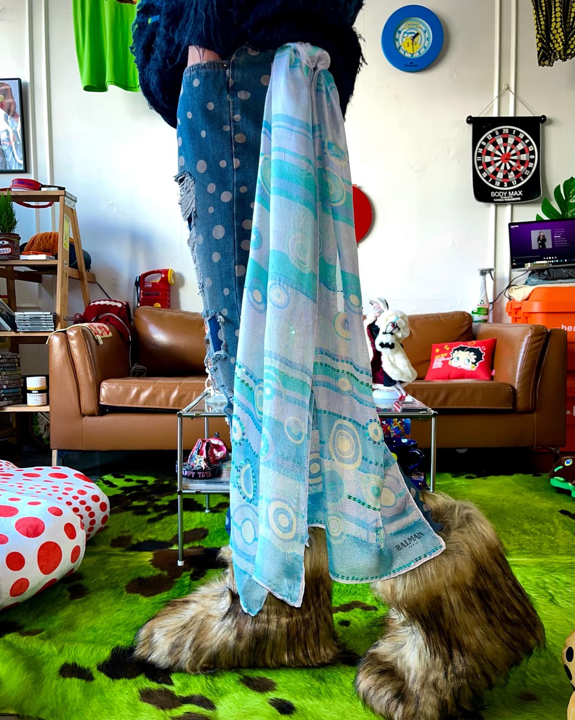 1990s BALMAIN Paris Silk Long Scarf 상품이미지3