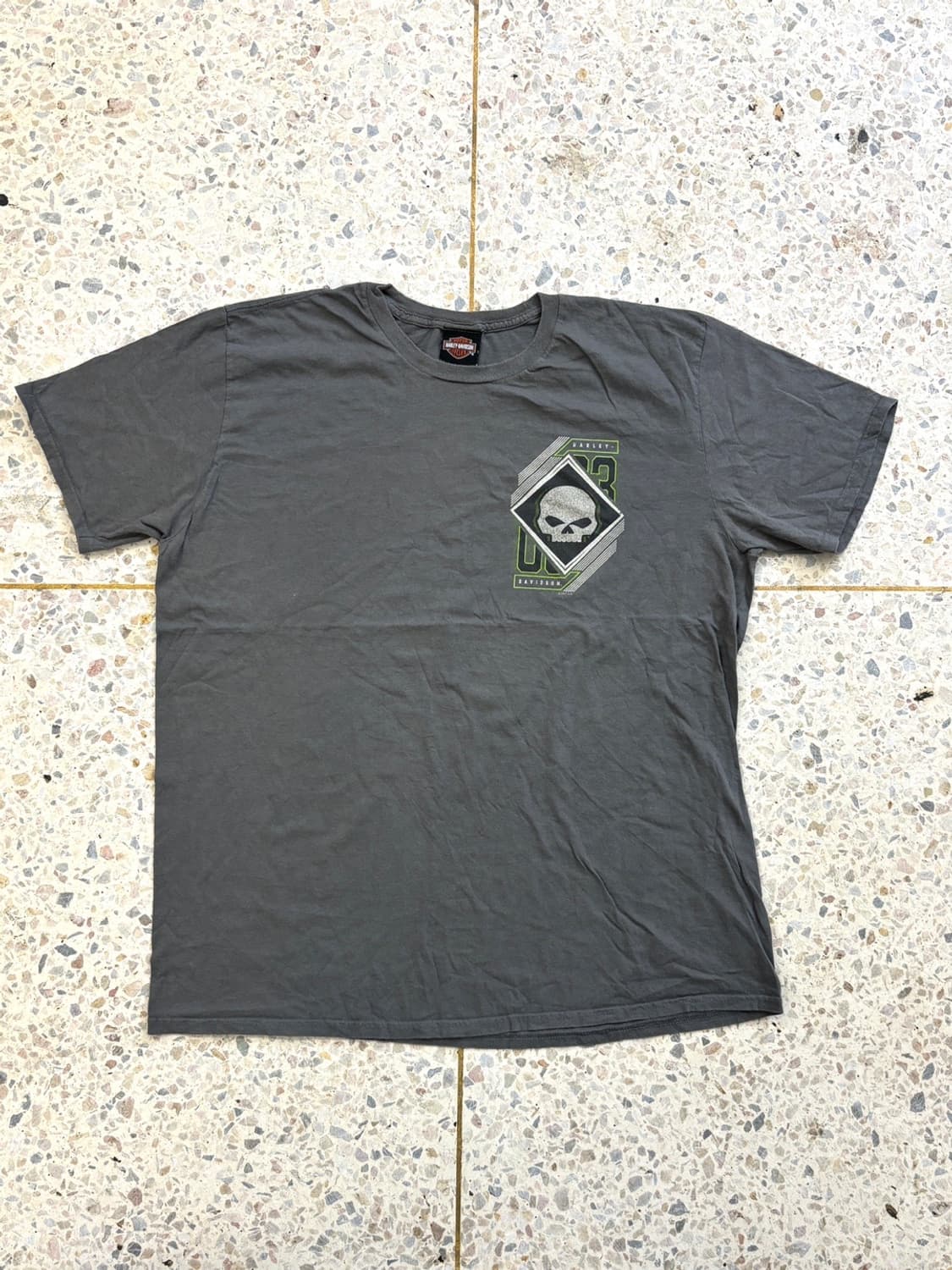 할리데이비슨 스컬 프린팅 반팔 차콜 상품이미지4