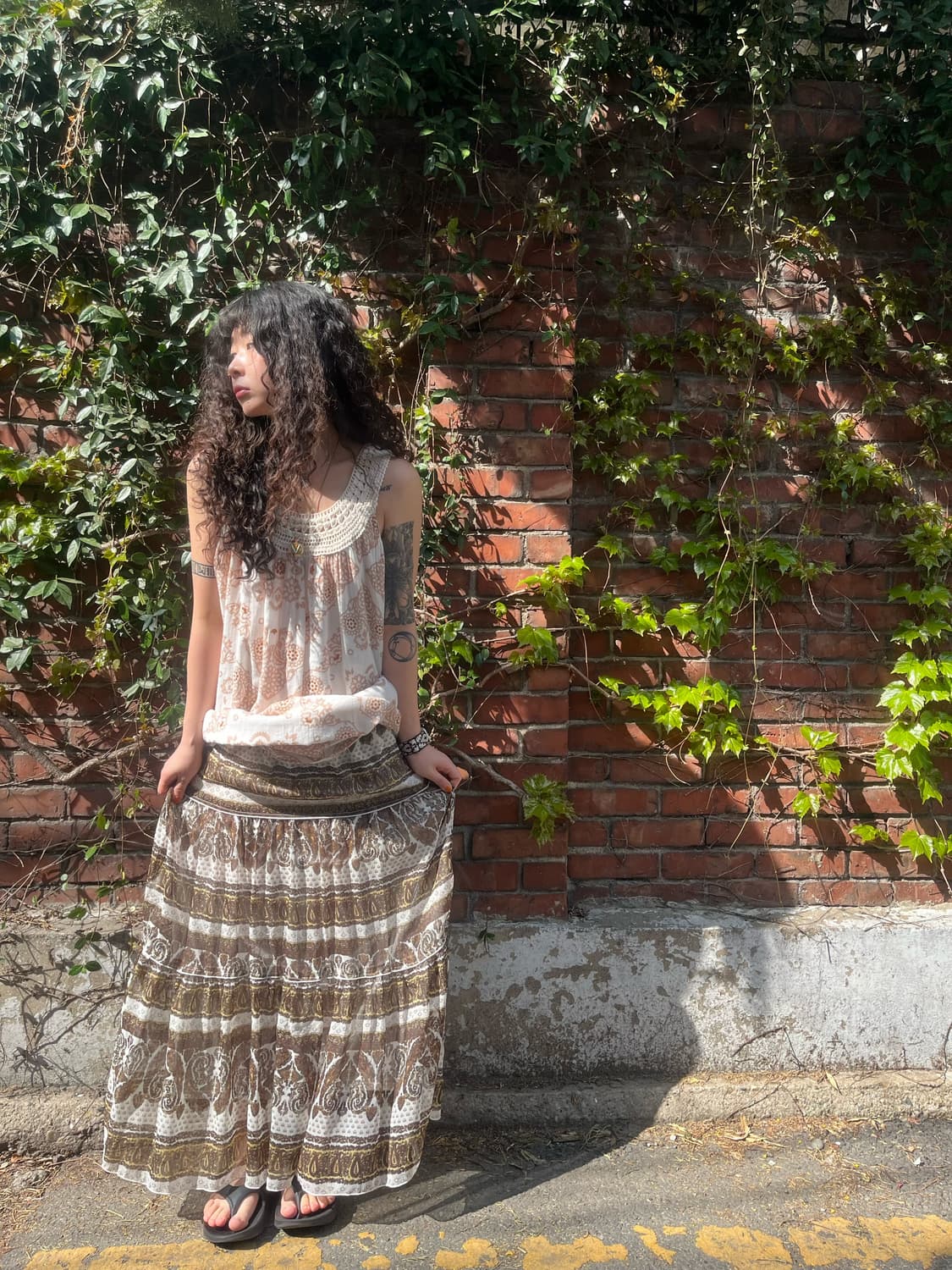 에스닉 페이즐리 패턴 롱스커트 상품이미지2