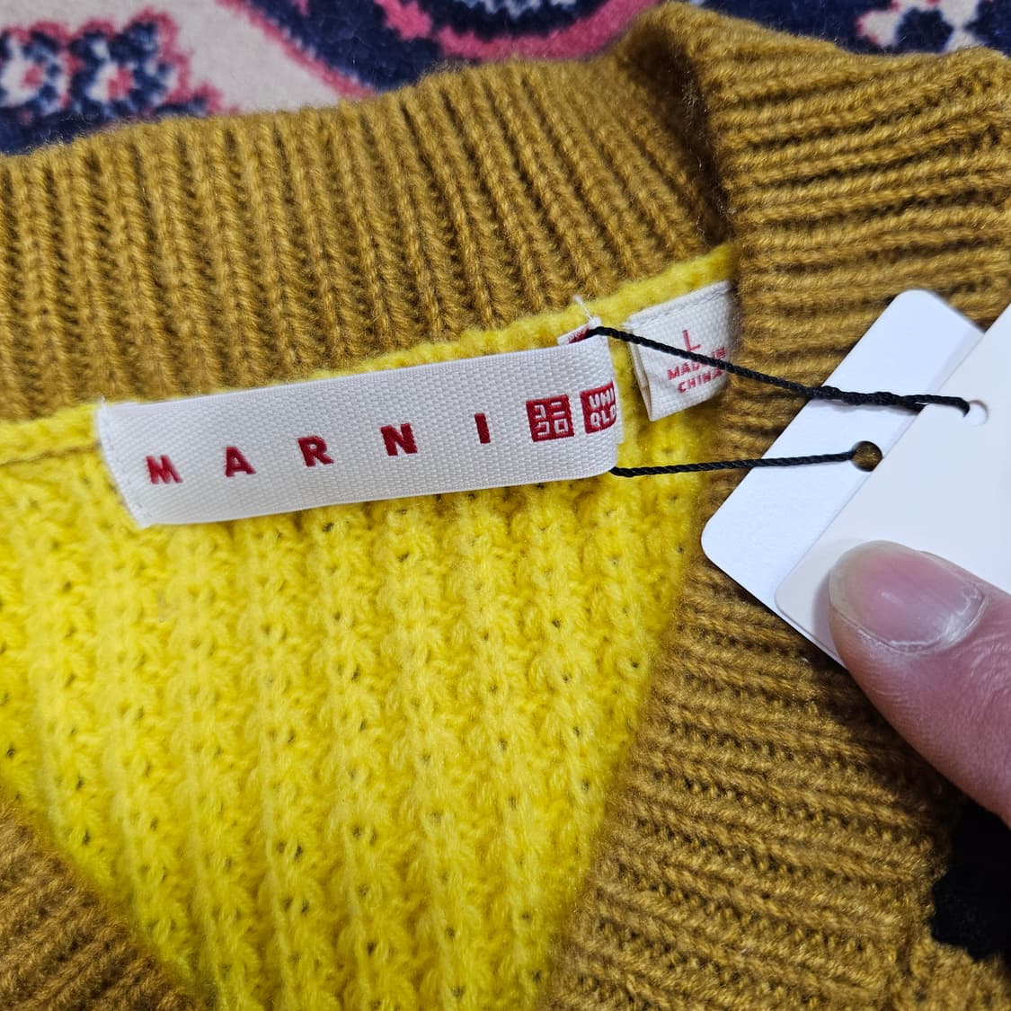 (새상품) 마르니 x 유니클로 22FW 와플 배색 니트 L size 상품이미지5
