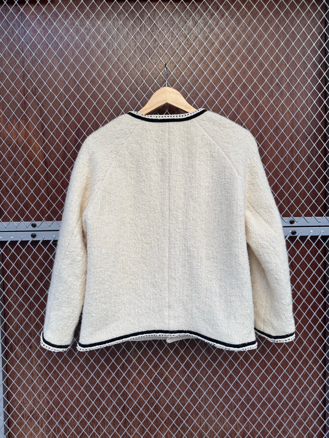 프론트로우 벨벳라이닝 노카라 울 트위드 자켓 S 상품이미지9