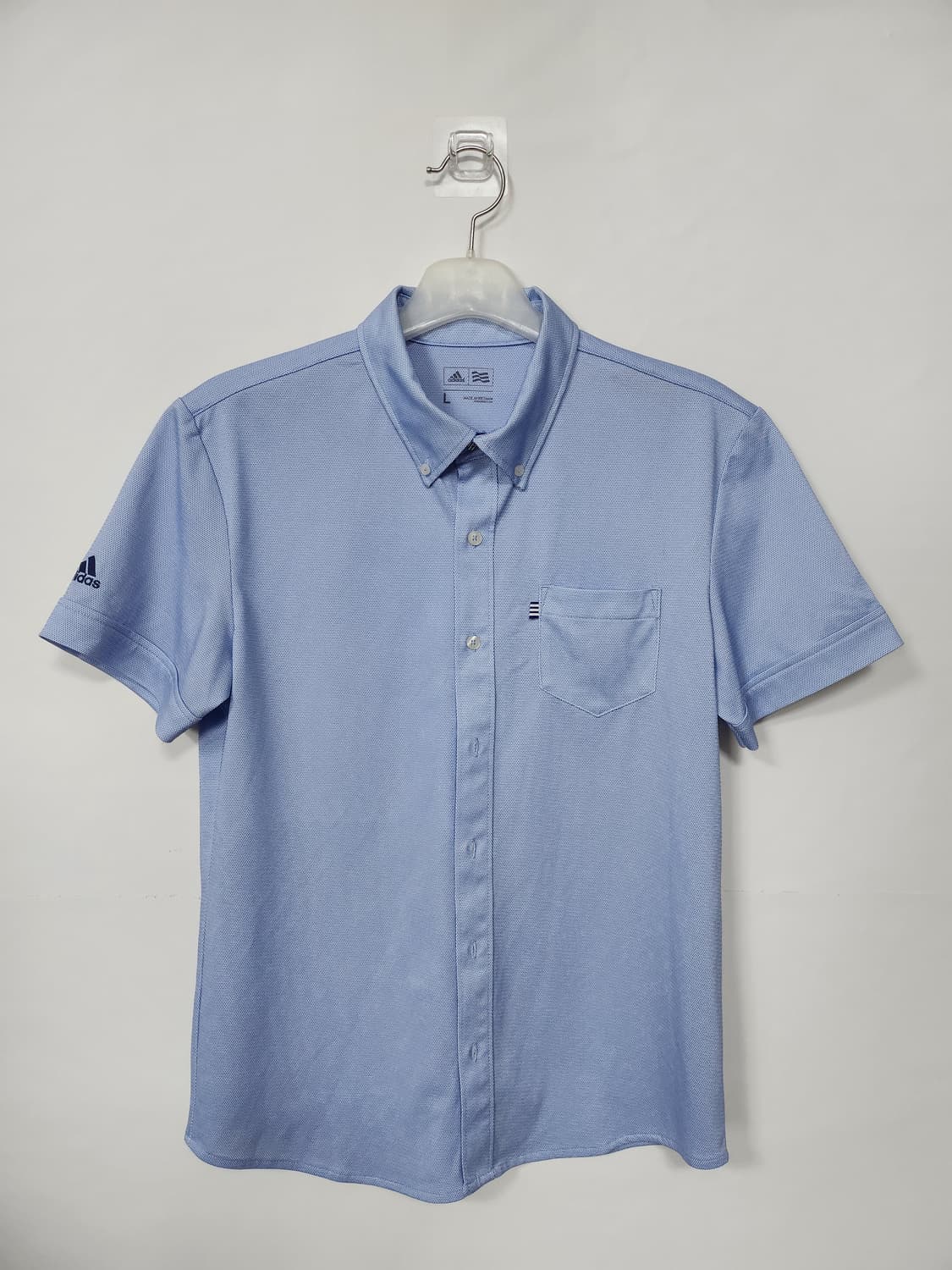 아디다스 골프  기능신축성 블루 반팔 셔츠 100 L 새제품급 상품이미지2