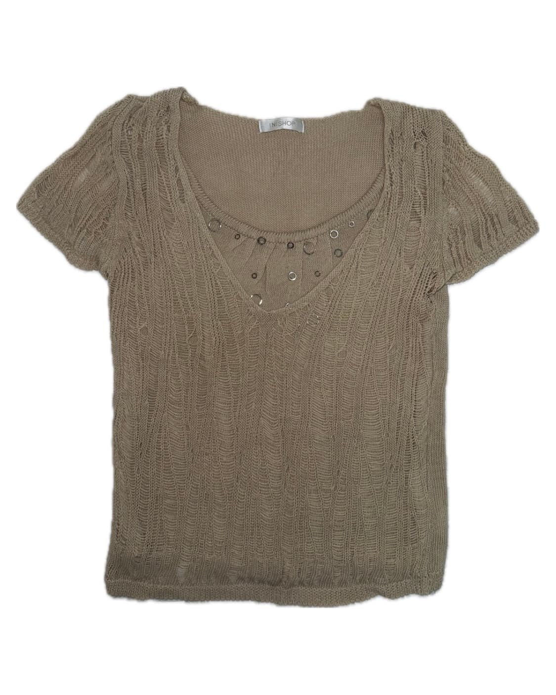 빈티지 모카 레이어드 반팔 니트 상품이미지1