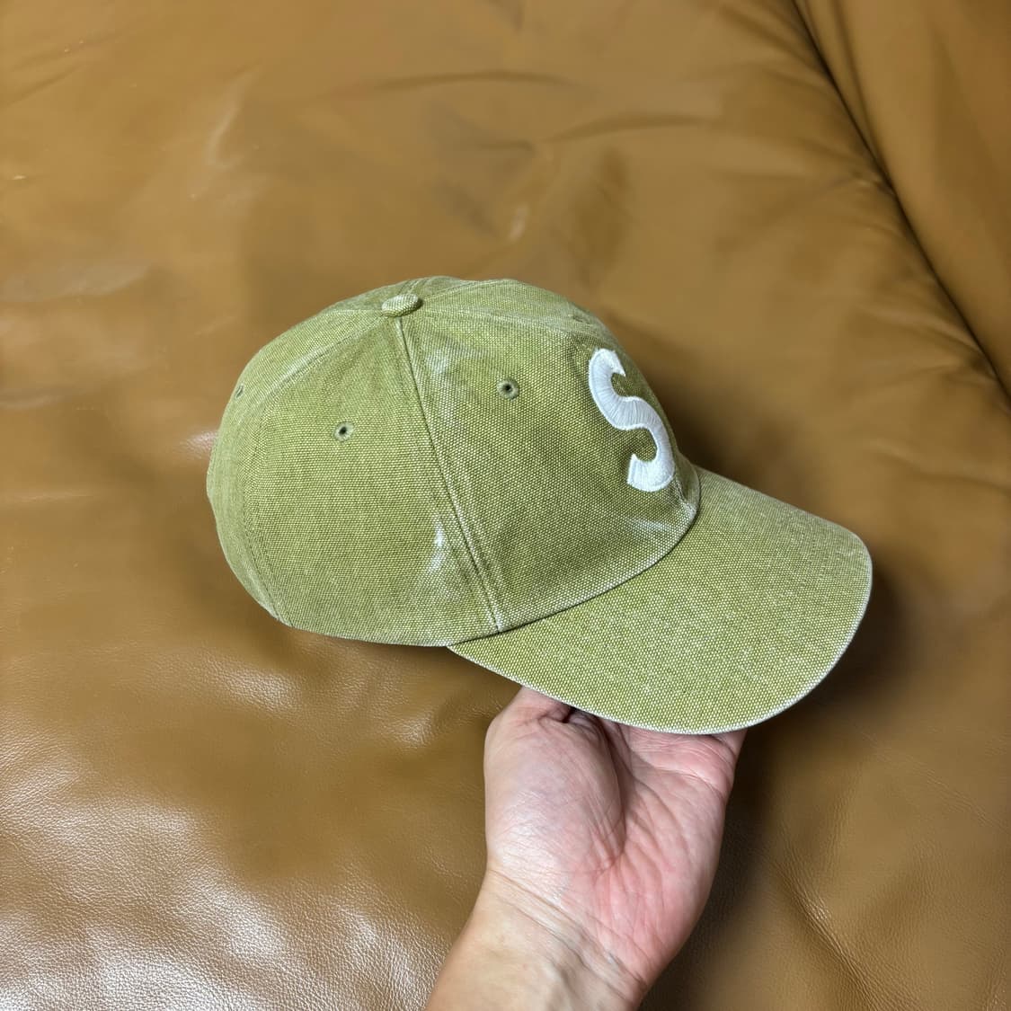 Supreme 슈프림 피그먼트 워시드 탄 S로고 6패널 볼캡 모자 상품이미지3