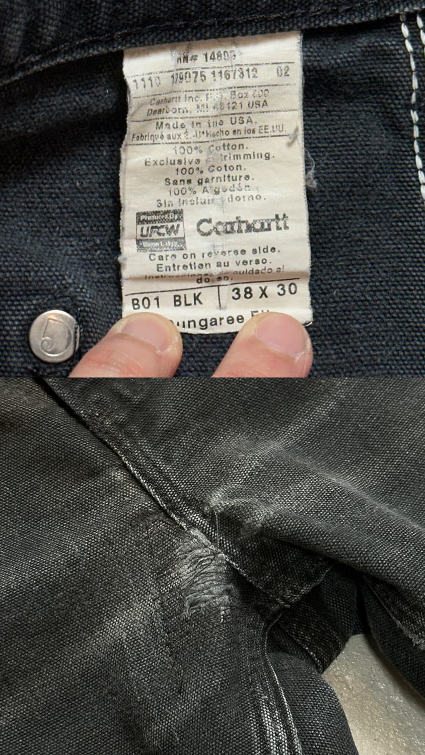 OG USA Made 칼하트 B01 더블니 블랙 칼하트 썩블니 워크팬츠 상품이미지9