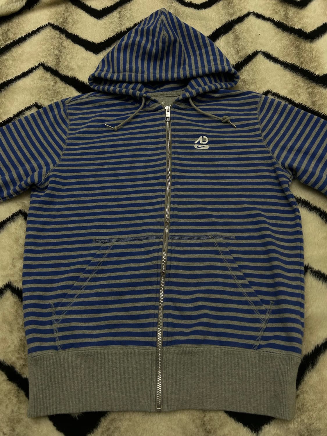 [L]나이키 스트라이프 후드집업/그레이 블루 상품이미지3