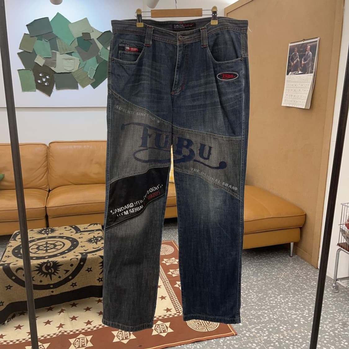 푸부 FUBU 올드스쿨 Y2K 빅로고 데님 팬츠 36인치 C08750 상품이미지3