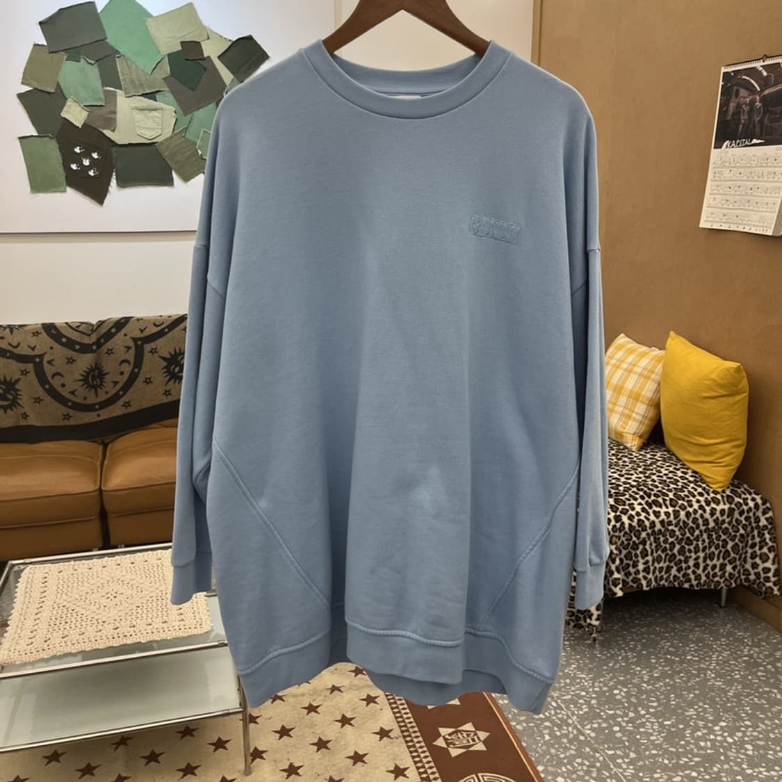 가니 빈티지 빅사이즈 파스텔 블루 약기모 맨투맨 S/M C09956 상품이미지3