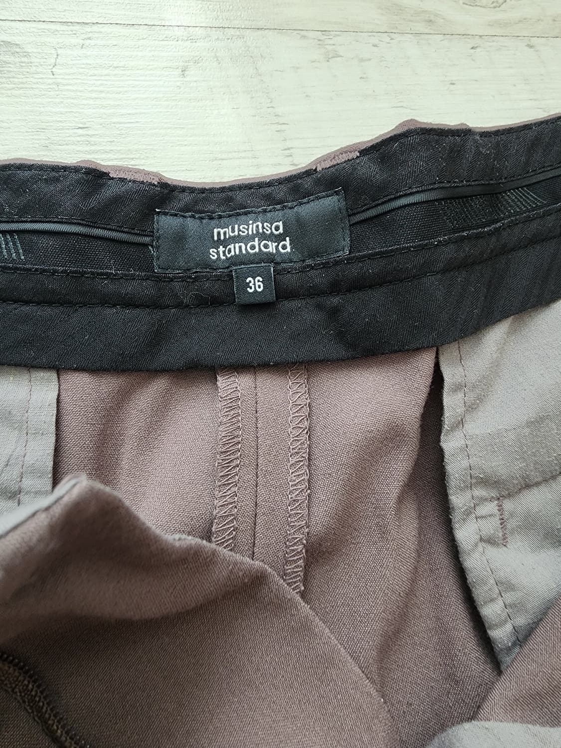 MUSINSA 무신사 스탠다드 테이퍼드핏 슬랙스 팜. 36인치 정장 바지 상품이미지5