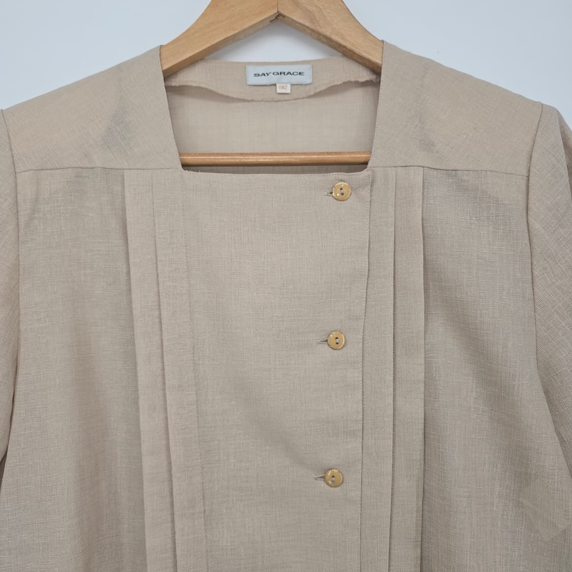 일본 빈티지 세이오라제 베이지 린넨 반팔 블라우스 상품이미지6