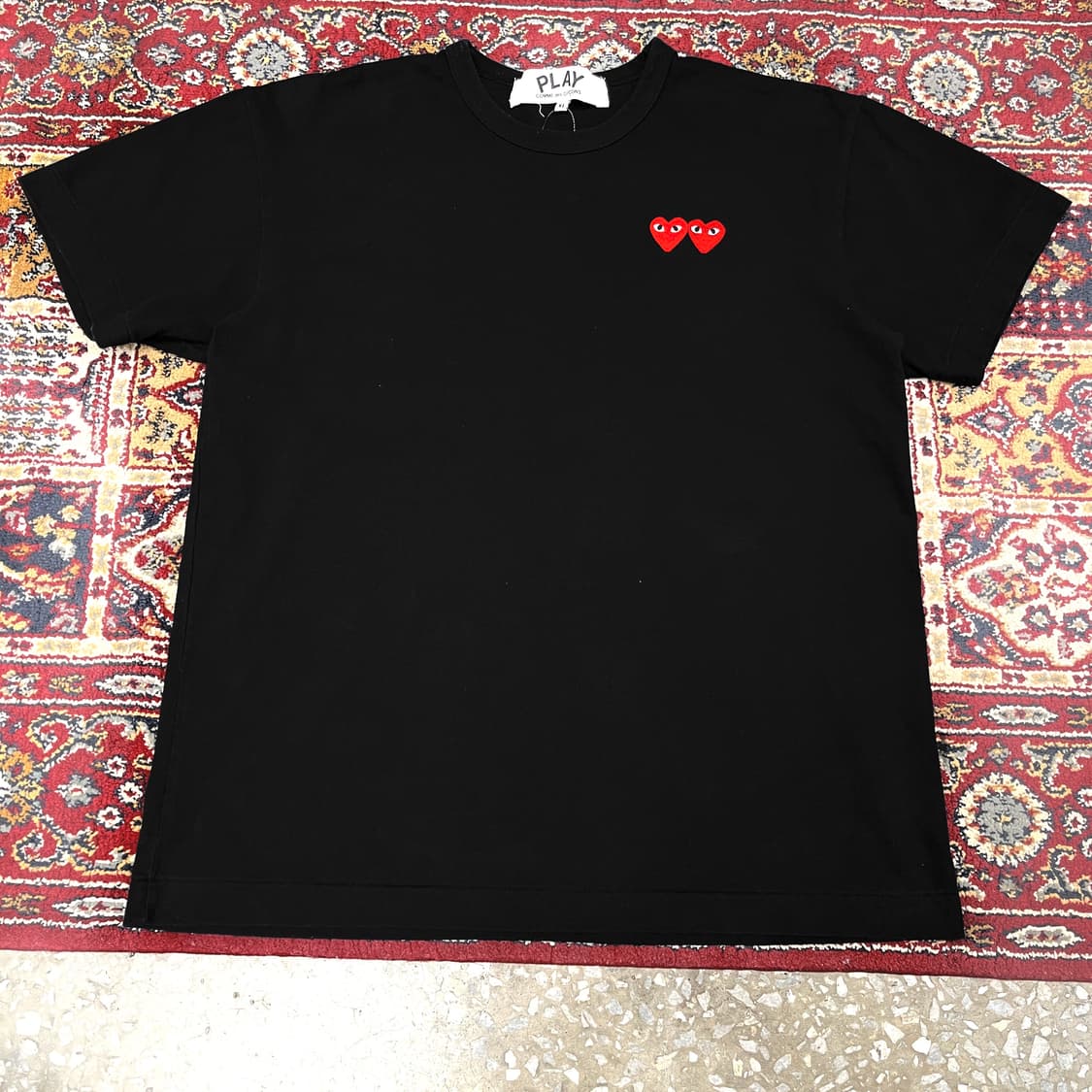 꼼데가르송 더블하트 와펜 티셔츠 [ XL , 100 ] 상품이미지1