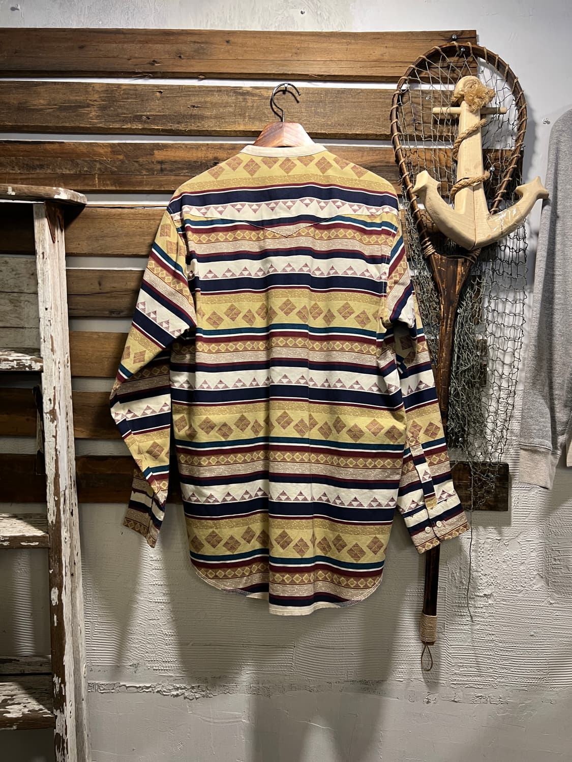 [L]90's 랭글러 USA 나바호 패턴 헨리넥 코튼 셔츠 상품이미지5