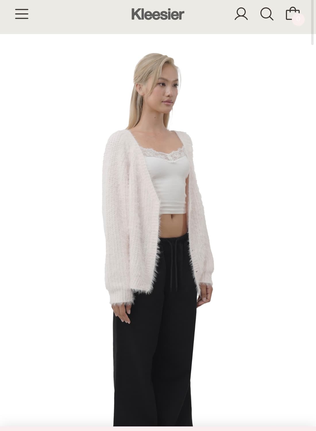 클리시어 슈가플럼 헤어리 가디건 핑크 상품이미지1