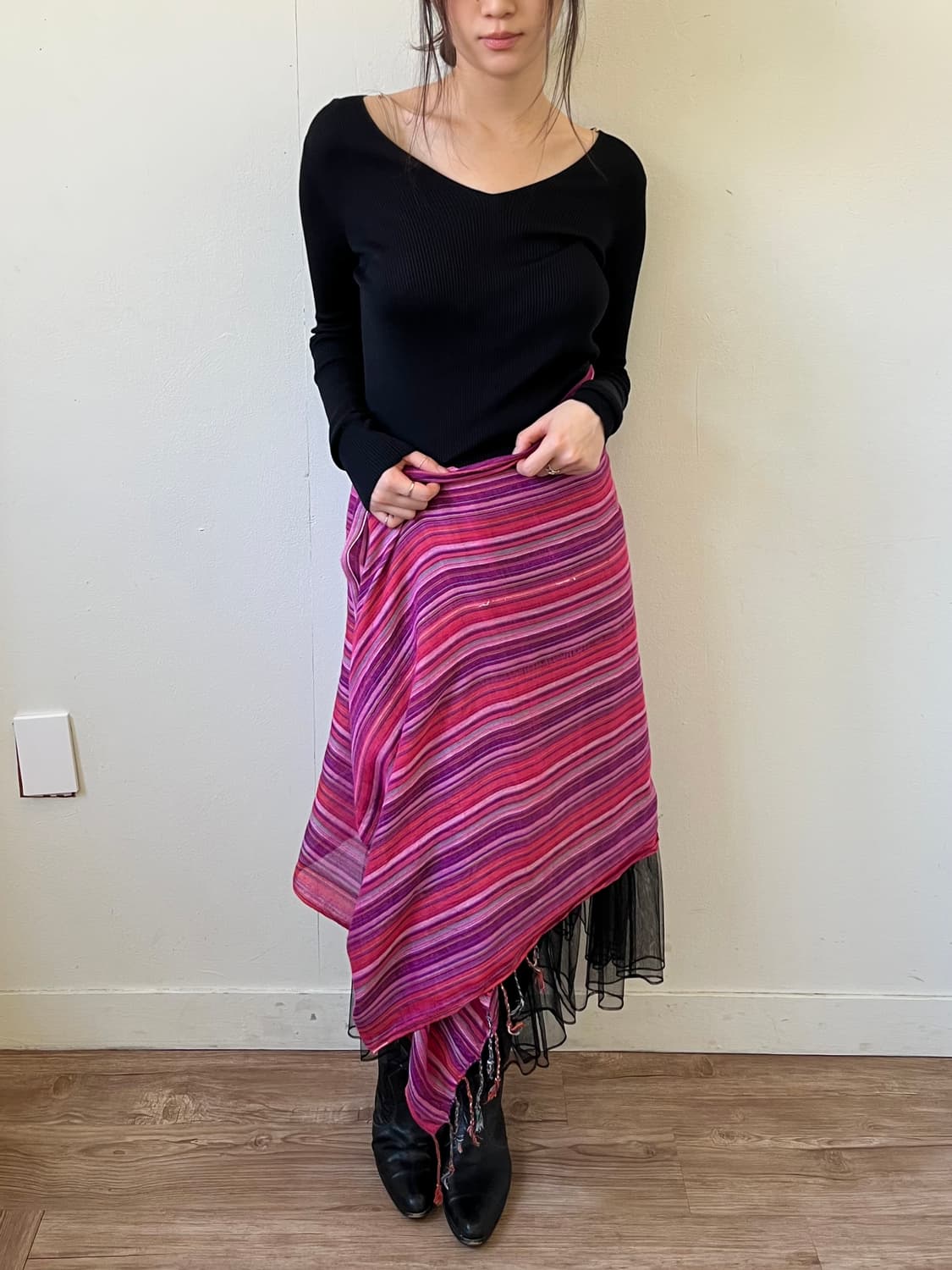 Japan vtg 스트라이프 머플러 상품이미지9