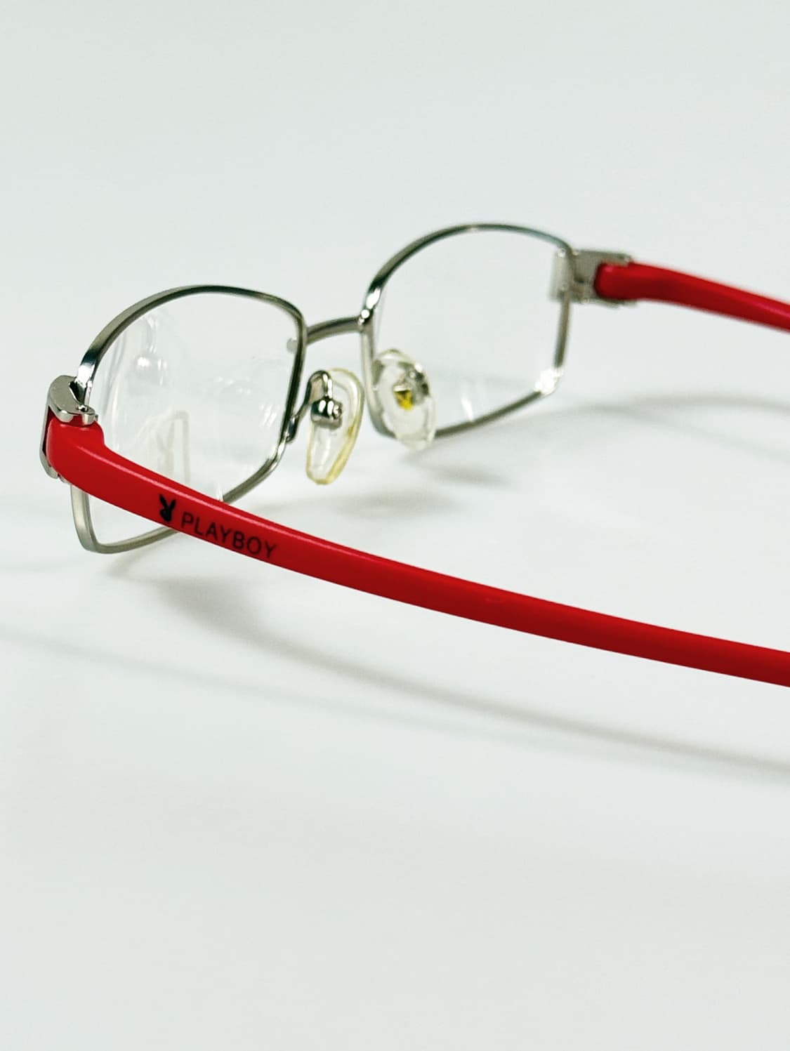 90s PLAYBOY 실버 레드 슬림 스퀘어 빈티지 안경 상품이미지4