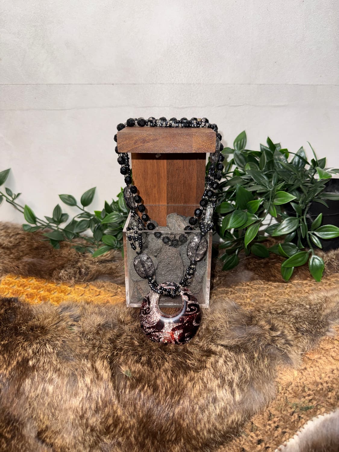 Red oriental marble beads necklace  상품이미지1