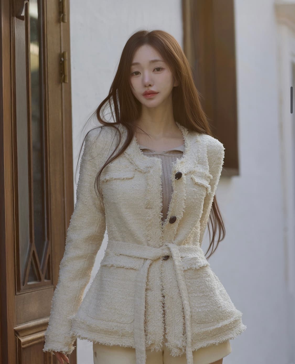 카인다미 프린지 트위드 패딩 코트(하트시그널 지민 착용) 상품이미지2