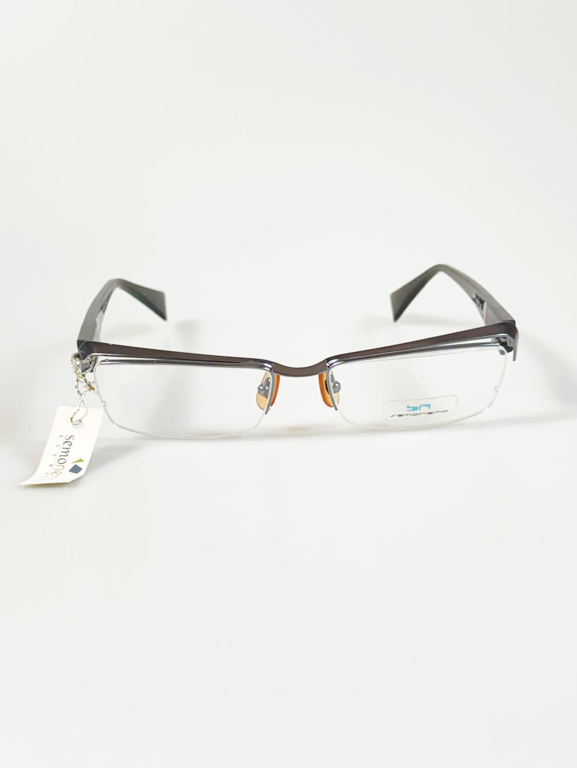 SEMONEMO 건메탈 반무테 스퀘어 빈티지 안경 상품이미지2
