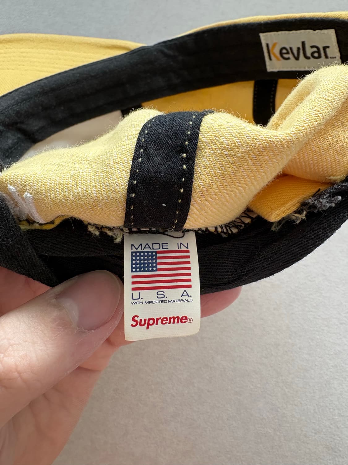 슈프림 정품 ss22 케블라 데님 옐로우 s로고 캡 상품이미지5