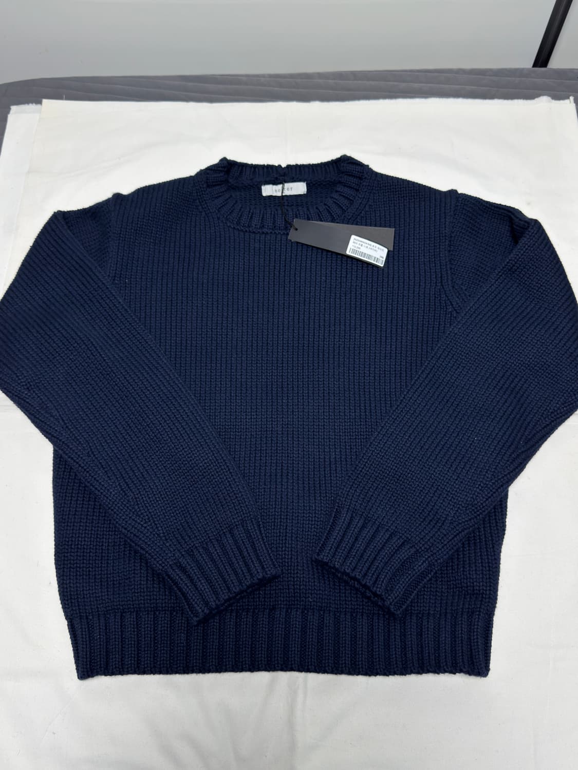 노이어 / 로우 게이지 헤비 크롭 니트 (네이비) / 48 상품이미지2