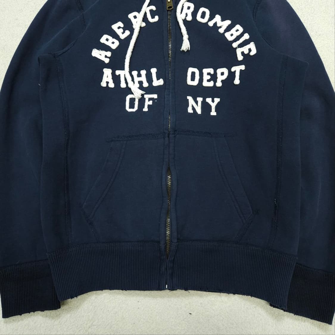 아베크롬비 아치 로고 후드 집업 M 네이비 상품이미지4
