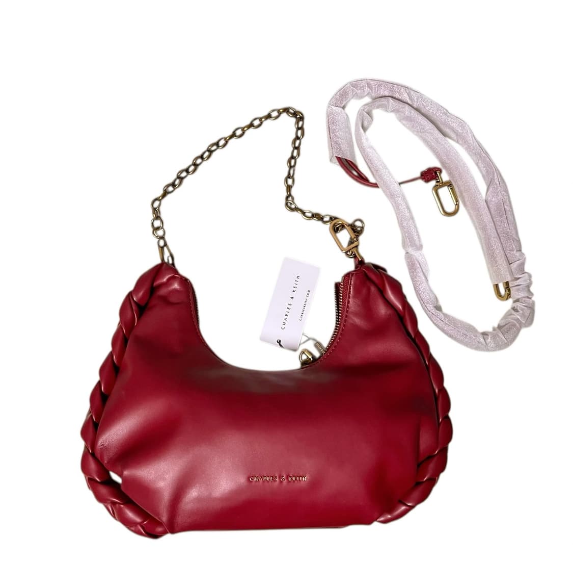 (최상급) 찰스앤키스 레드 숄더백 체인 스트랩 상품이미지2