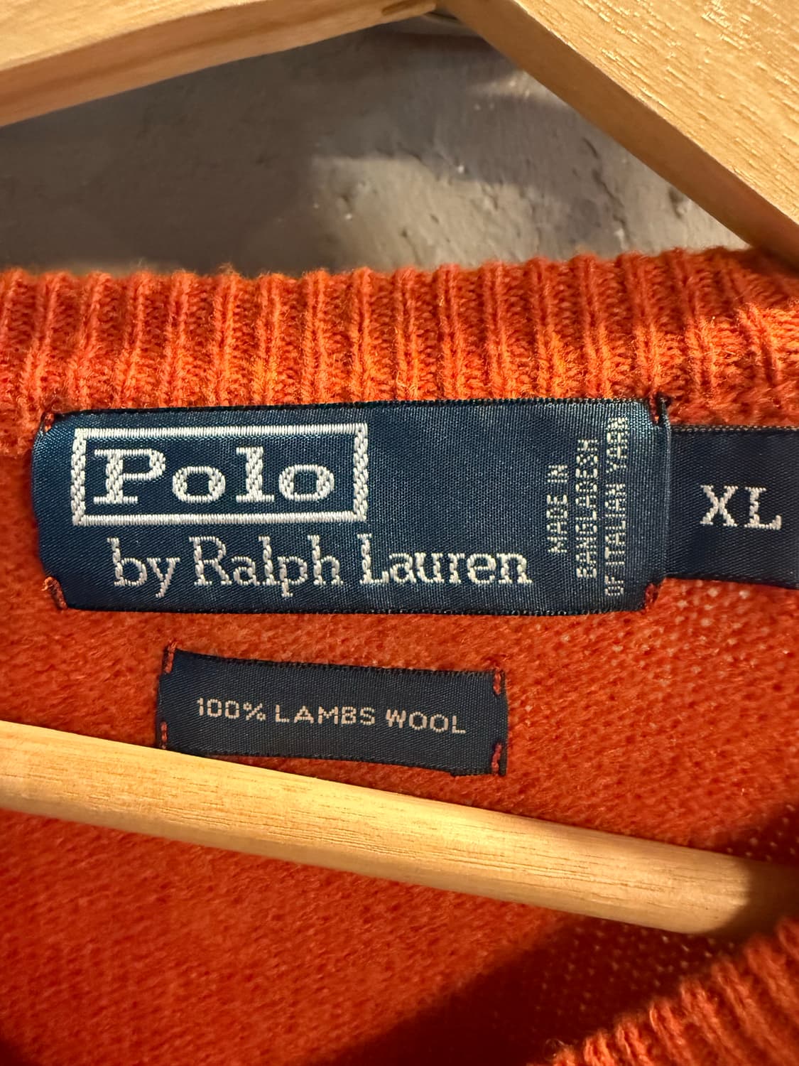 XL 폴로 랄프로렌 POLO 램스울 브이넥 니트 오렌지 상품이미지5