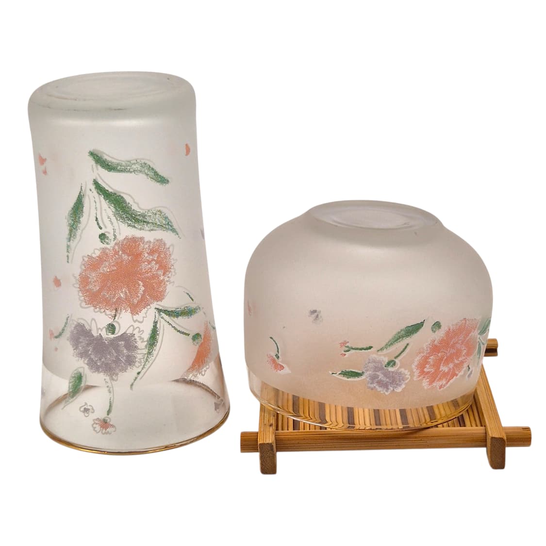 80s 카메이 불투명 카네이션 글라스&냉차 1세트 상품이미지6