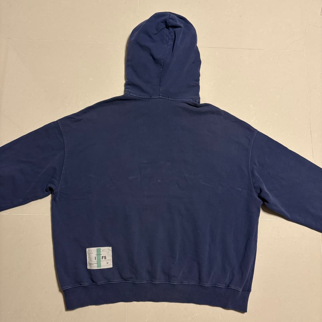 정품 인스턴트펑크 피그먼트 네이비 빅로고 오버핏 후드티 상품이미지6