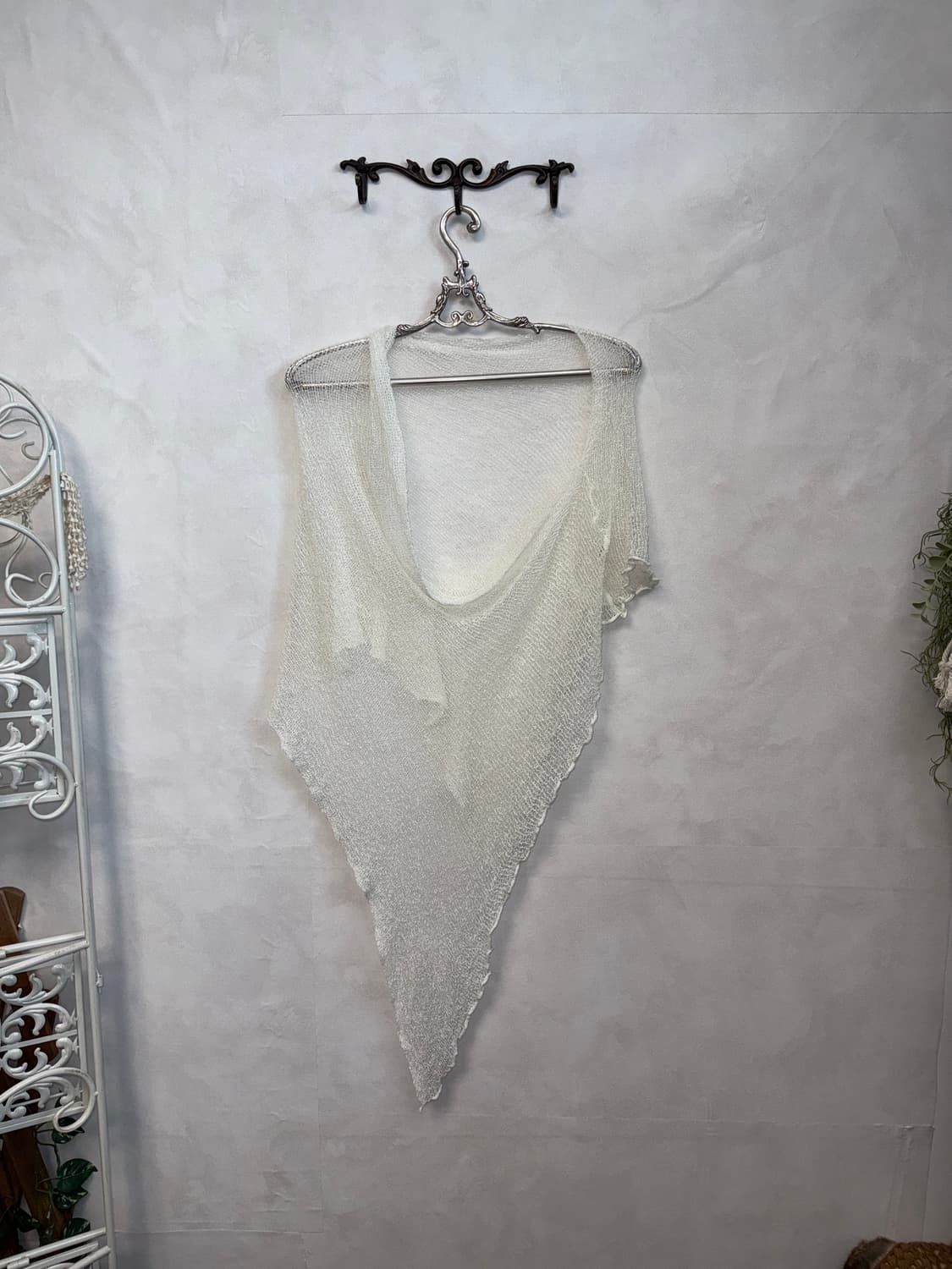White grunge loose summer knit warmer 상품이미지1