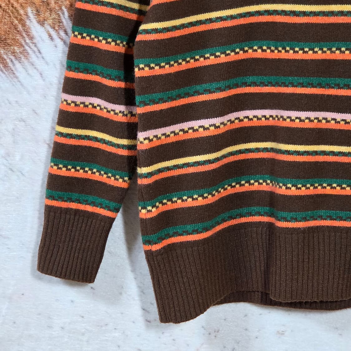 빈티지 브라운 오렌지 노르딕 패턴 니트 상품이미지3