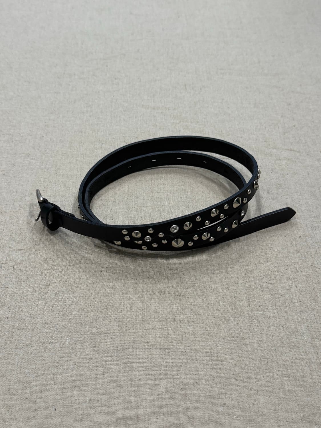 요지야마모토 주얼 스터드 레더 벨트 상품이미지3