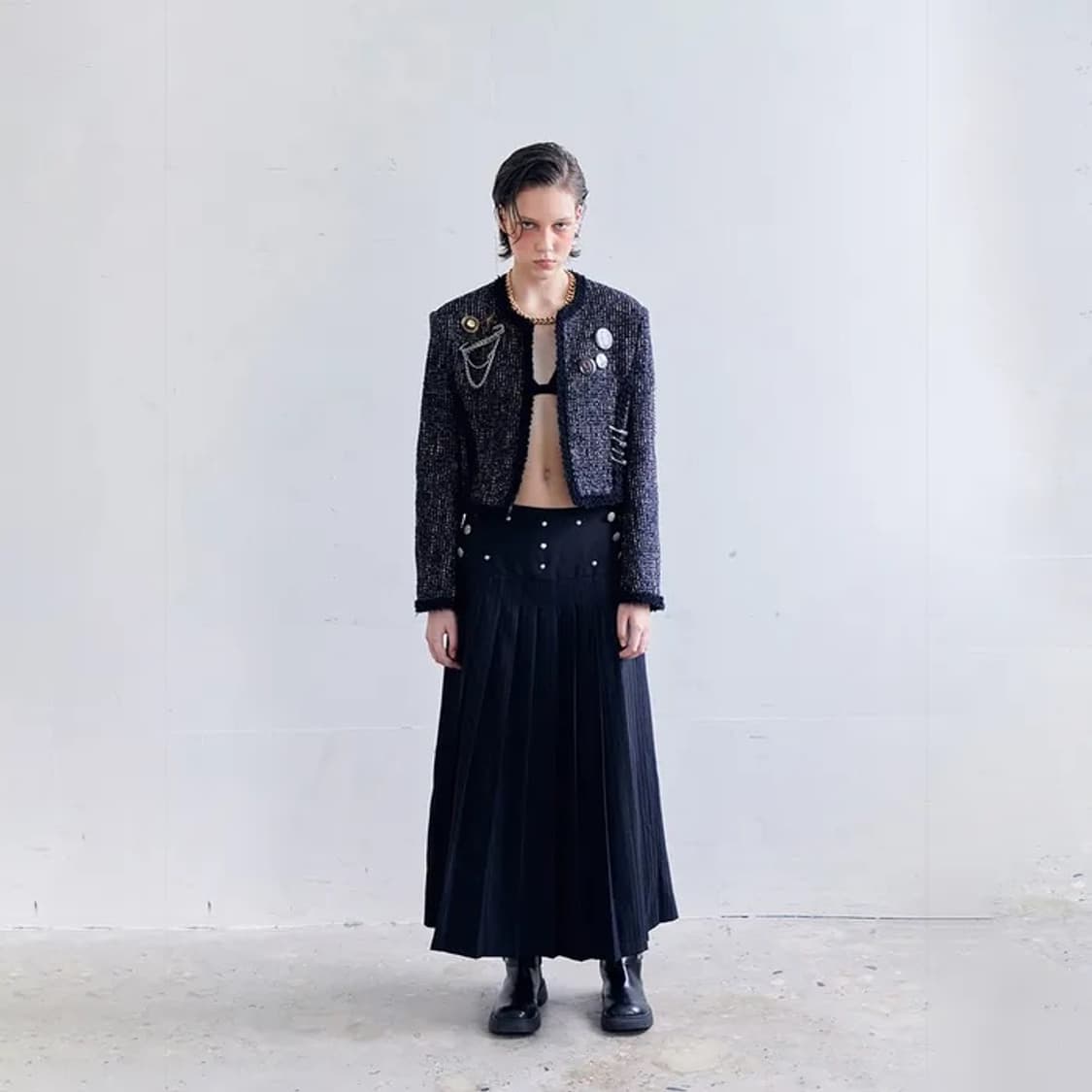 Dared Metal Plated Long skirt 상품이미지3