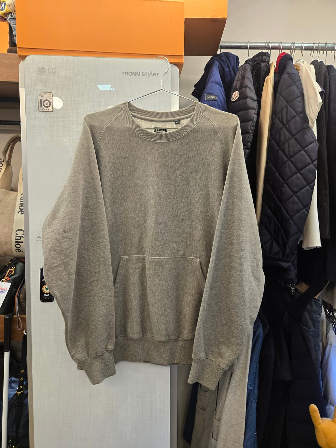 [쿨거환영]카키스 오버핏 포켓 맨투맨 그레이 상품이미지1