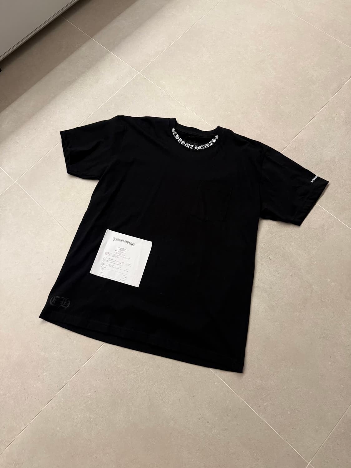 [XL] 크롬하츠 숏 슬리브 포켓 크루 넥로고 반팔 티셔츠 블랙 상품이미지2