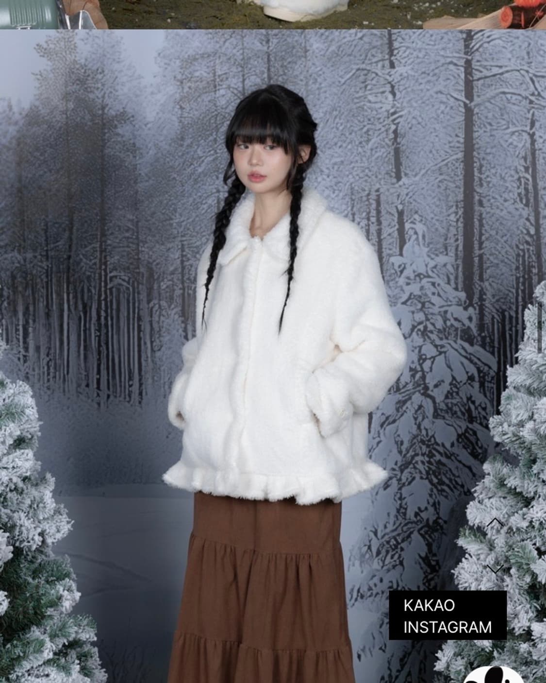 나이엔 플라워 프릴 에코 퍼 코트 상품이미지3