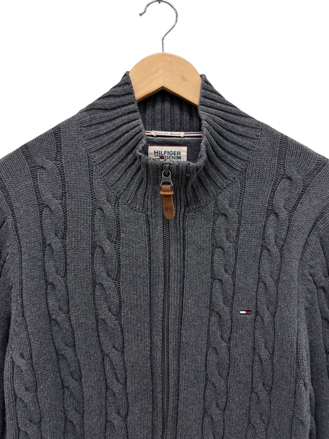 타미힐피거 꽈배기 니트집업 웜그레이 (L) 상품이미지2