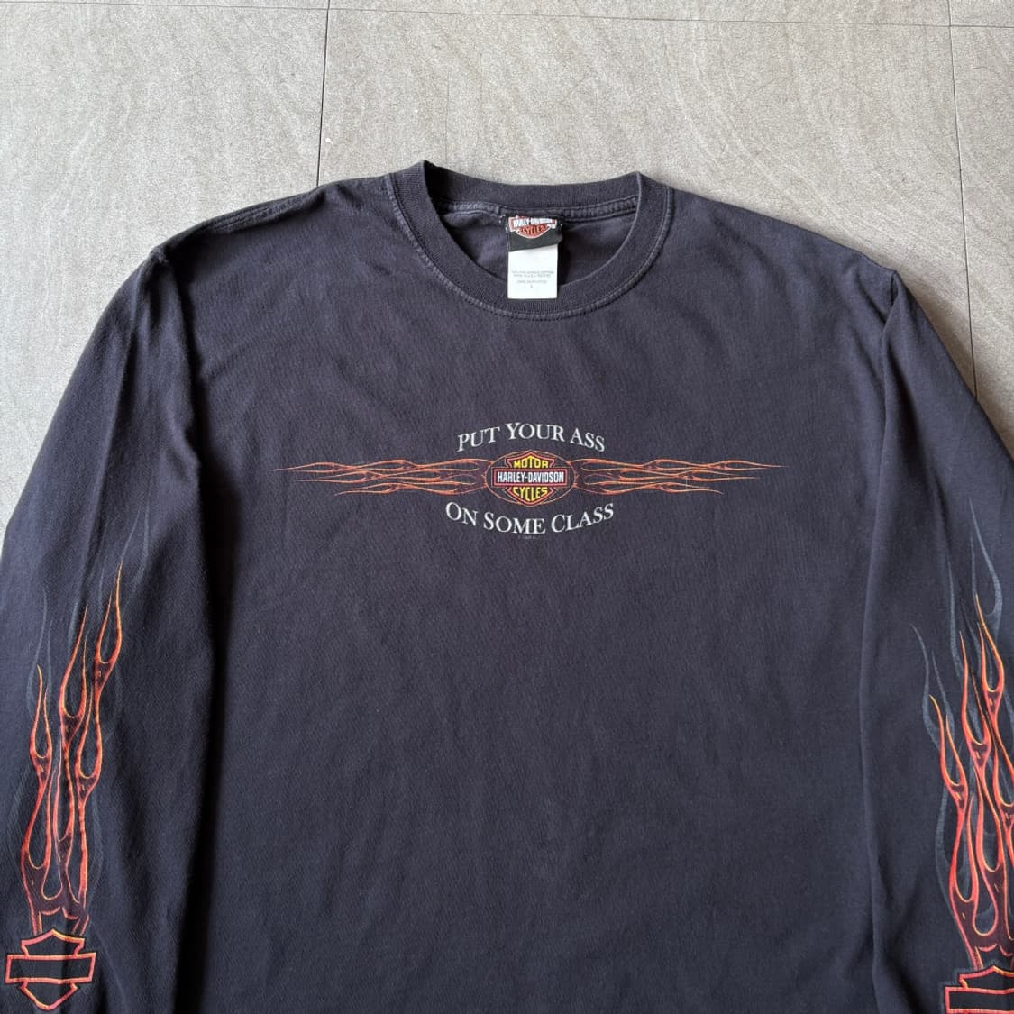 할리데이비슨 미국 생산 블랙 플레임 긴팔 티셔츠 상품이미지3