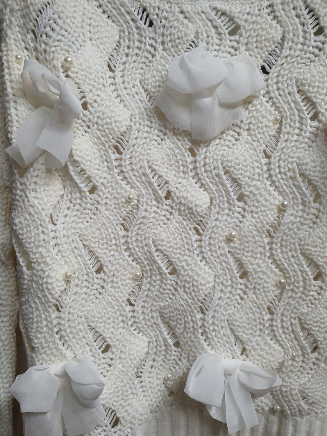 여성 화이트 진주펄 니트 상품이미지2